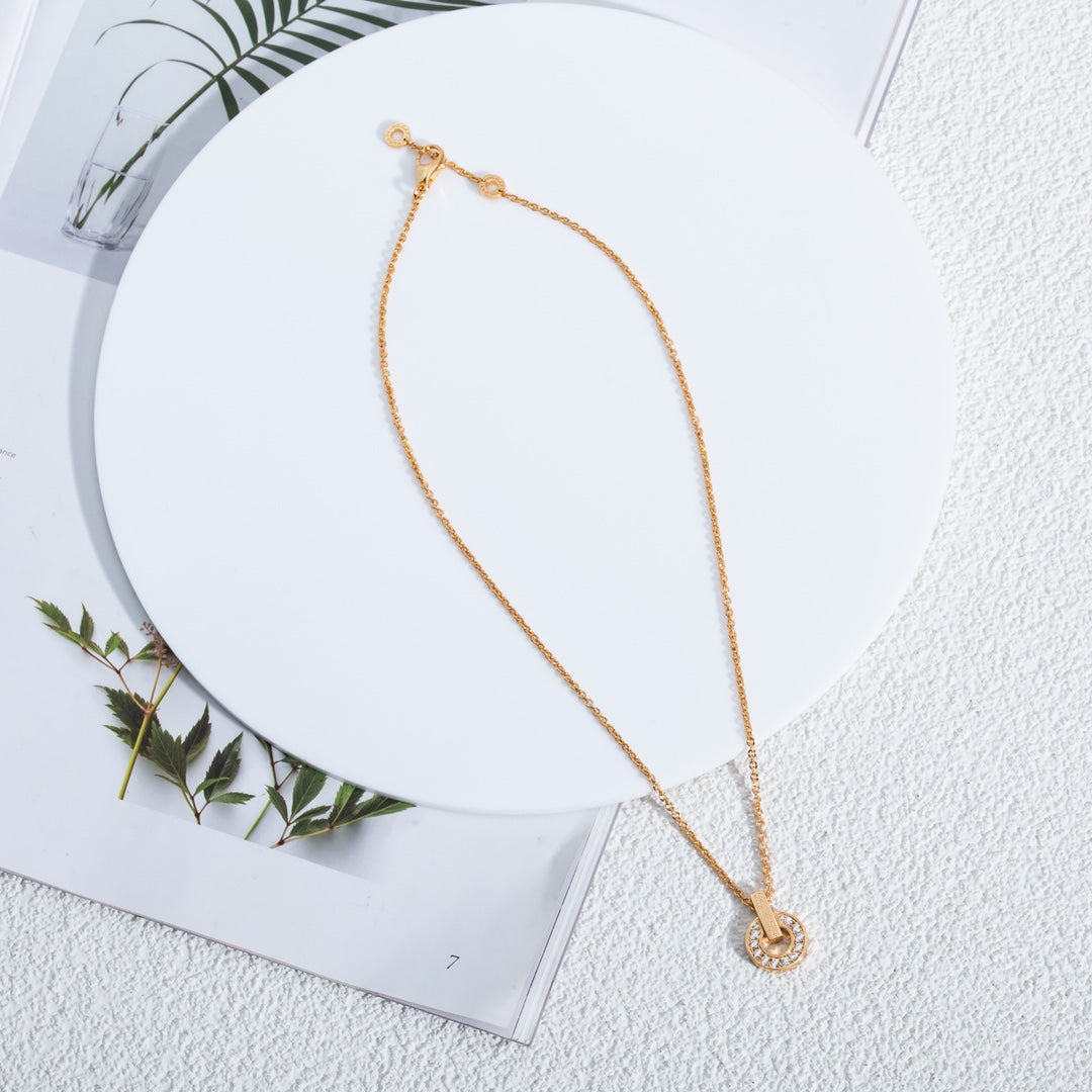 [Glitter Jewelry]GARI NECKLACE PINK GOLD DIAMOND