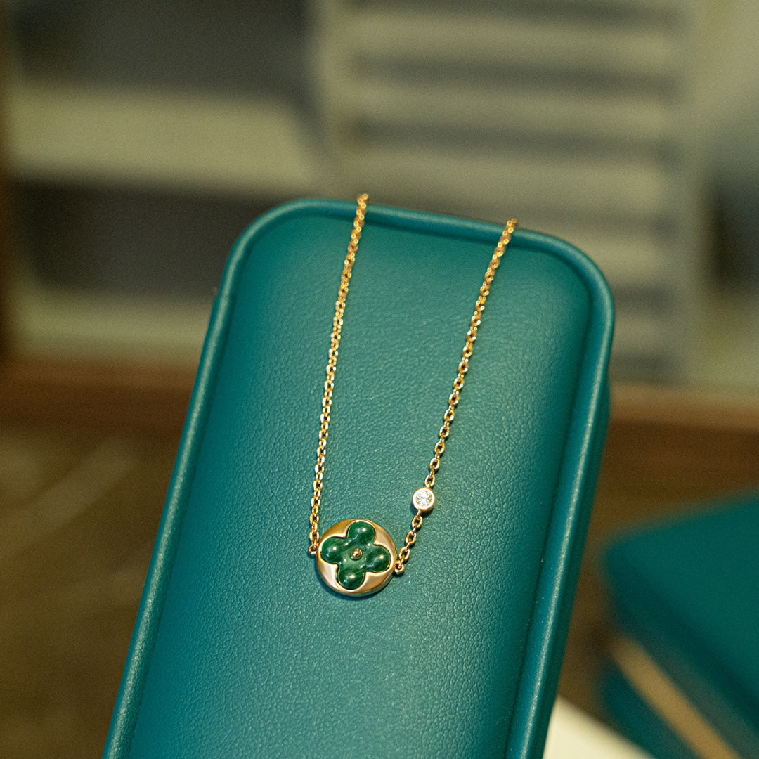 [Glitter Jewelry]SUN MALACHITE 1 DIAMOND PINK GOLD BRACELET
