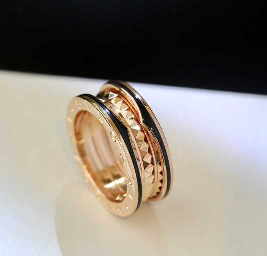 [Glitter Jewelry]ZERO 1 PINK GOLD BLACK CERAMIC RING