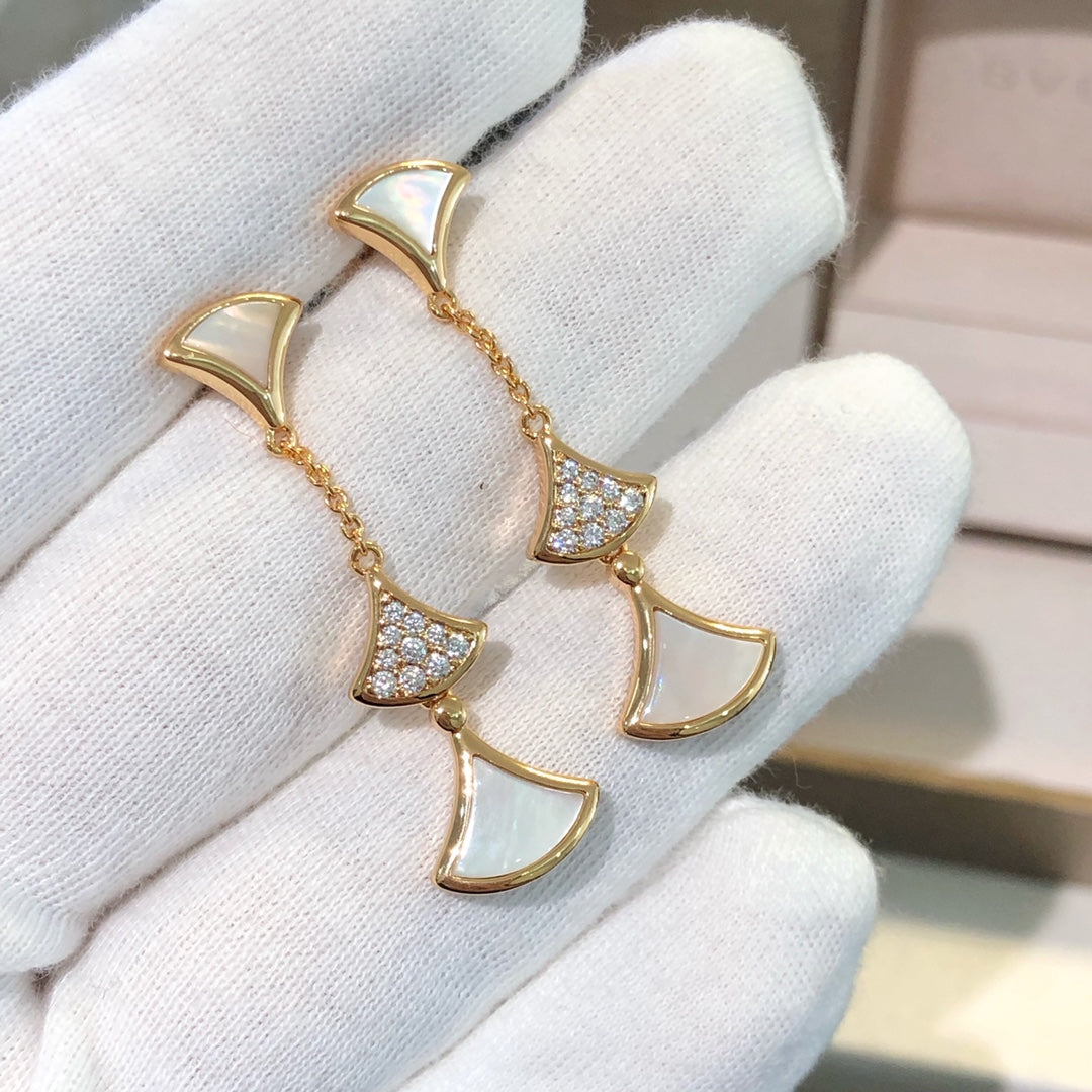 [Glitter Jewelry]DREAM EARRINGS 3 MOTIFS DIAMOND MOP PINK GOLD