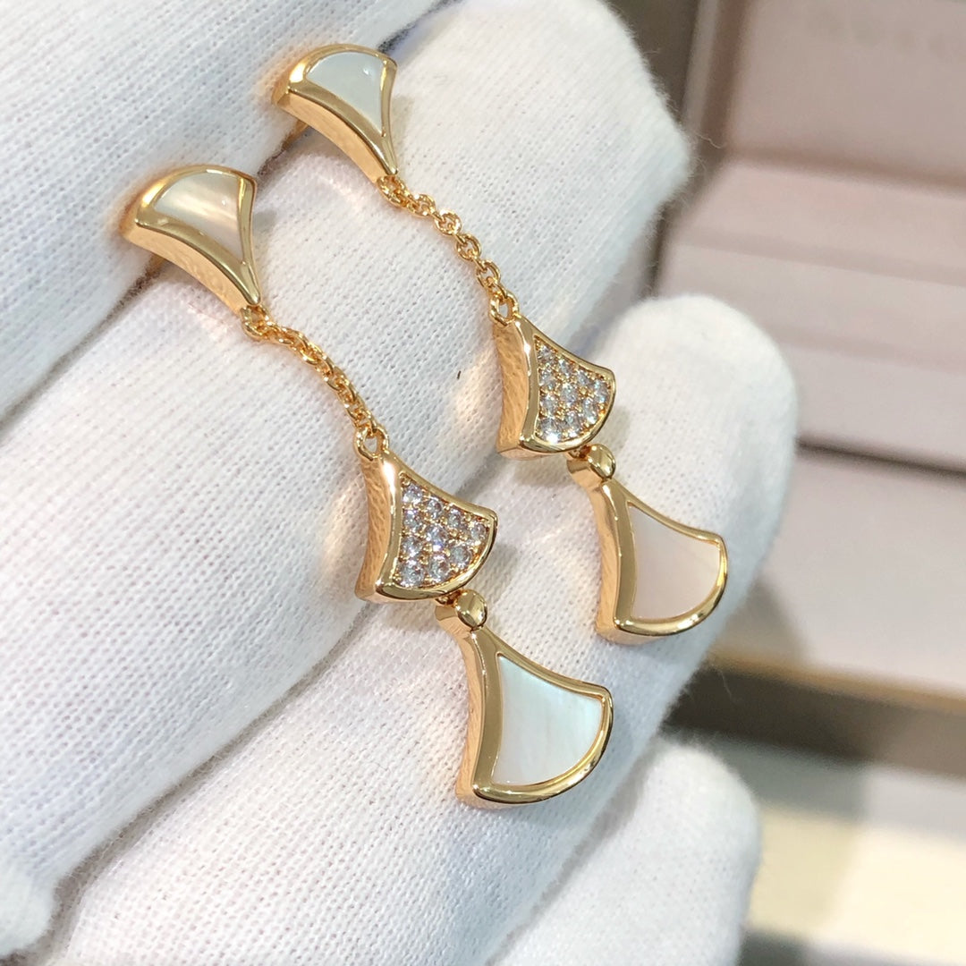 [Glitter Jewelry]DREAM EARRINGS 3 MOTIFS DIAMOND MOP PINK GOLD