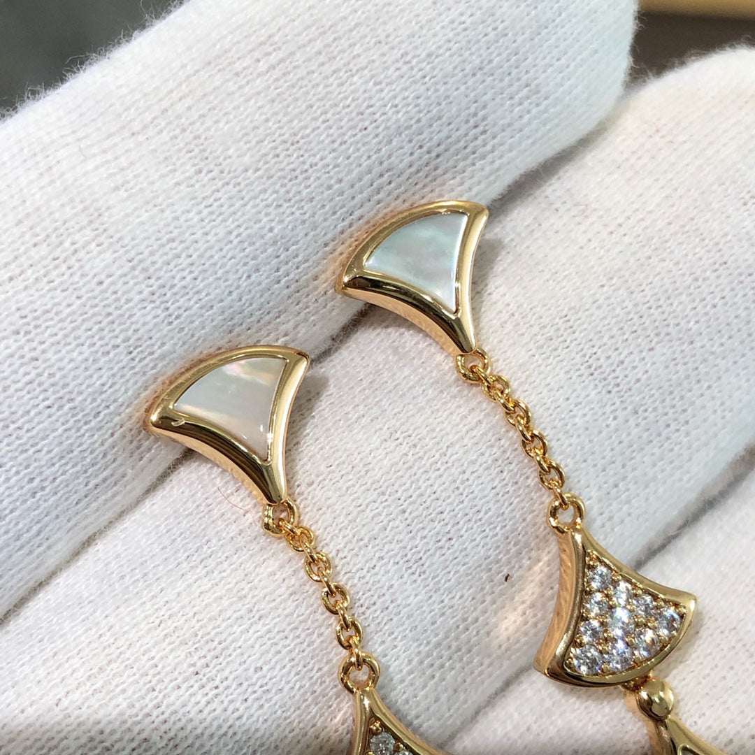 [Glitter Jewelry]DREAM EARRINGS 3 MOTIFS DIAMOND MOP PINK GOLD