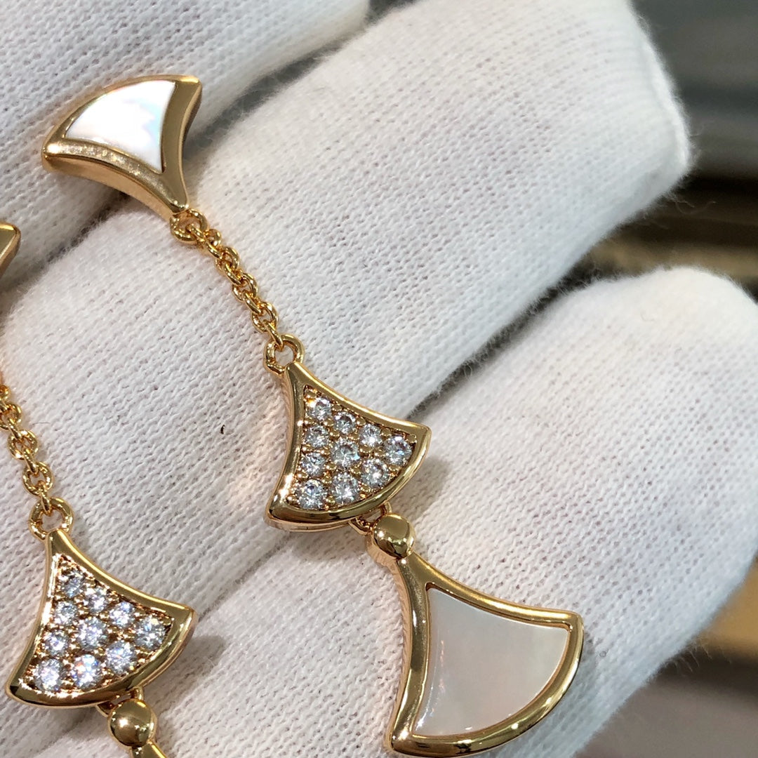 [Glitter Jewelry]DREAM EARRINGS 3 MOTIFS DIAMOND MOP PINK GOLD