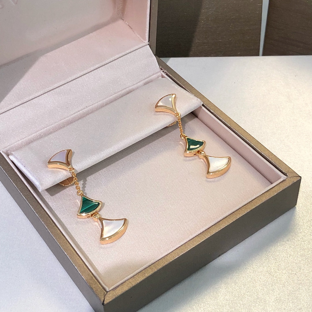 [Glitter Jewelry]DREAM EARRINGS 3 MOTIFS MALACHITE MOP PINK GOLD