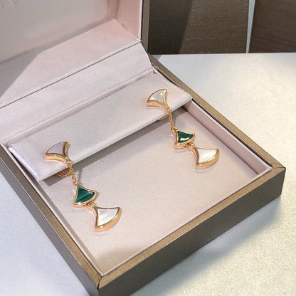 [Glitter Jewelry]DREAM EARRINGS 3 MOTIFS MALACHITE MOP PINK GOLD