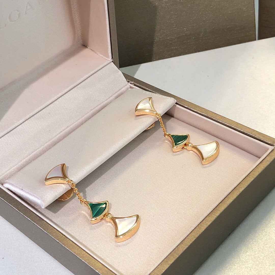 [Glitter Jewelry]DREAM EARRINGS 3 MOTIFS MALACHITE MOP PINK GOLD