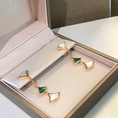 [Glitter Jewelry]DREAM EARRINGS 3 MOTIFS MALACHITE MOP PINK GOLD