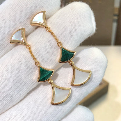 [Glitter Jewelry]DREAM EARRINGS 3 MOTIFS MALACHITE MOP PINK GOLD