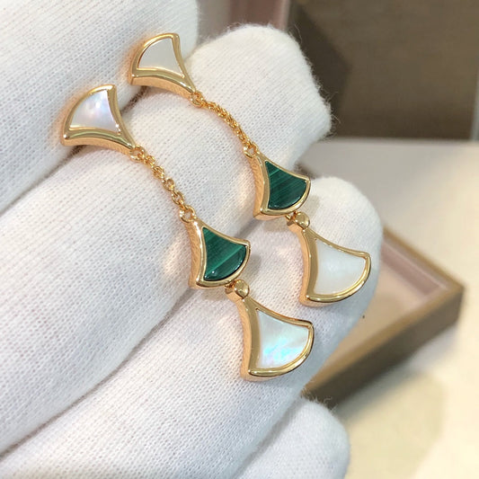 [Glitter Jewelry]DREAM EARRINGS 3 MOTIFS MALACHITE MOP PINK GOLD