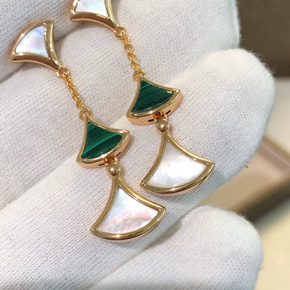 [Glitter Jewelry]DREAM EARRINGS 3 MOTIFS MALACHITE MOP PINK GOLD