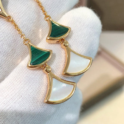 [Glitter Jewelry]DREAM EARRINGS 3 MOTIFS MALACHITE MOP PINK GOLD