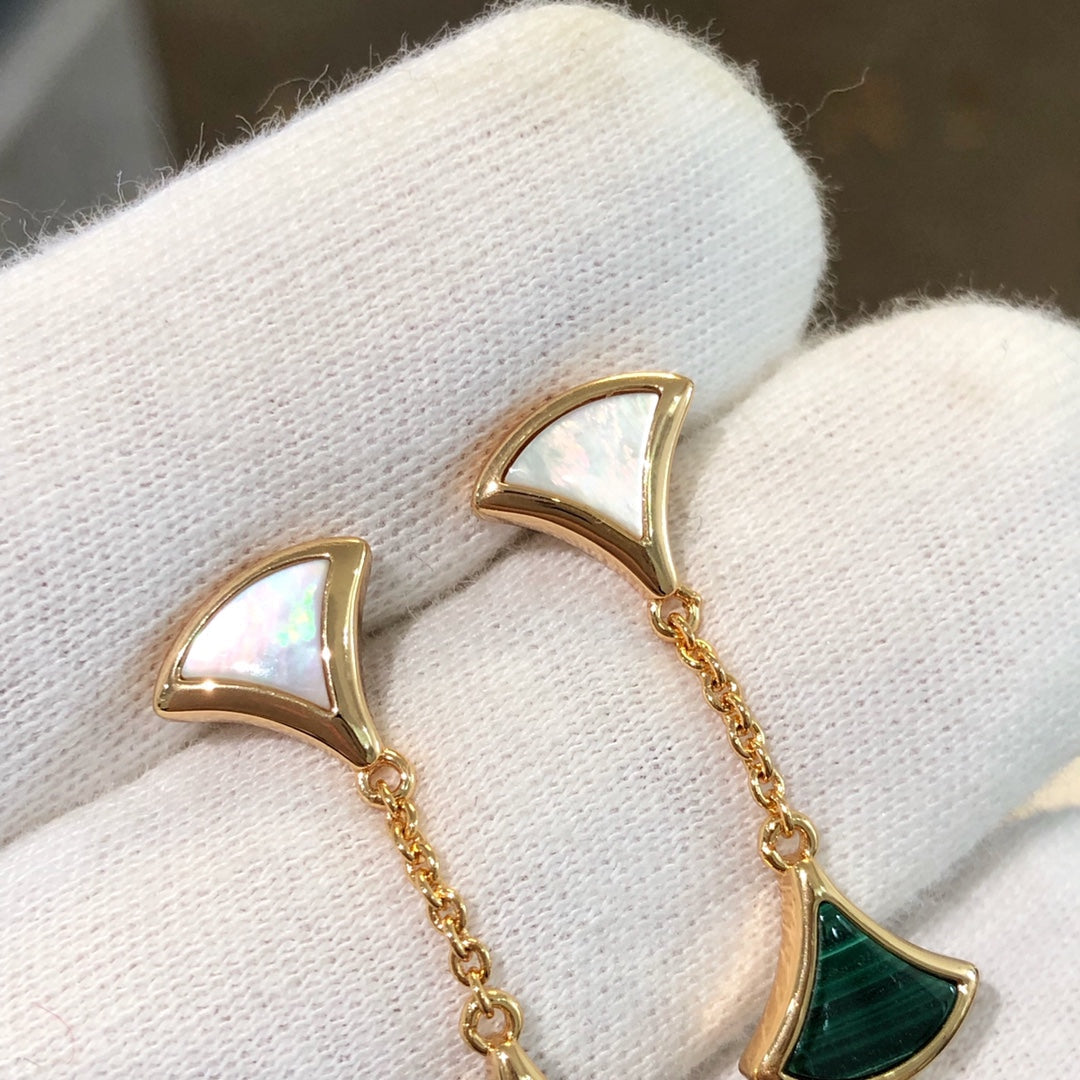 [Glitter Jewelry]DREAM EARRINGS 3 MOTIFS MALACHITE MOP PINK GOLD