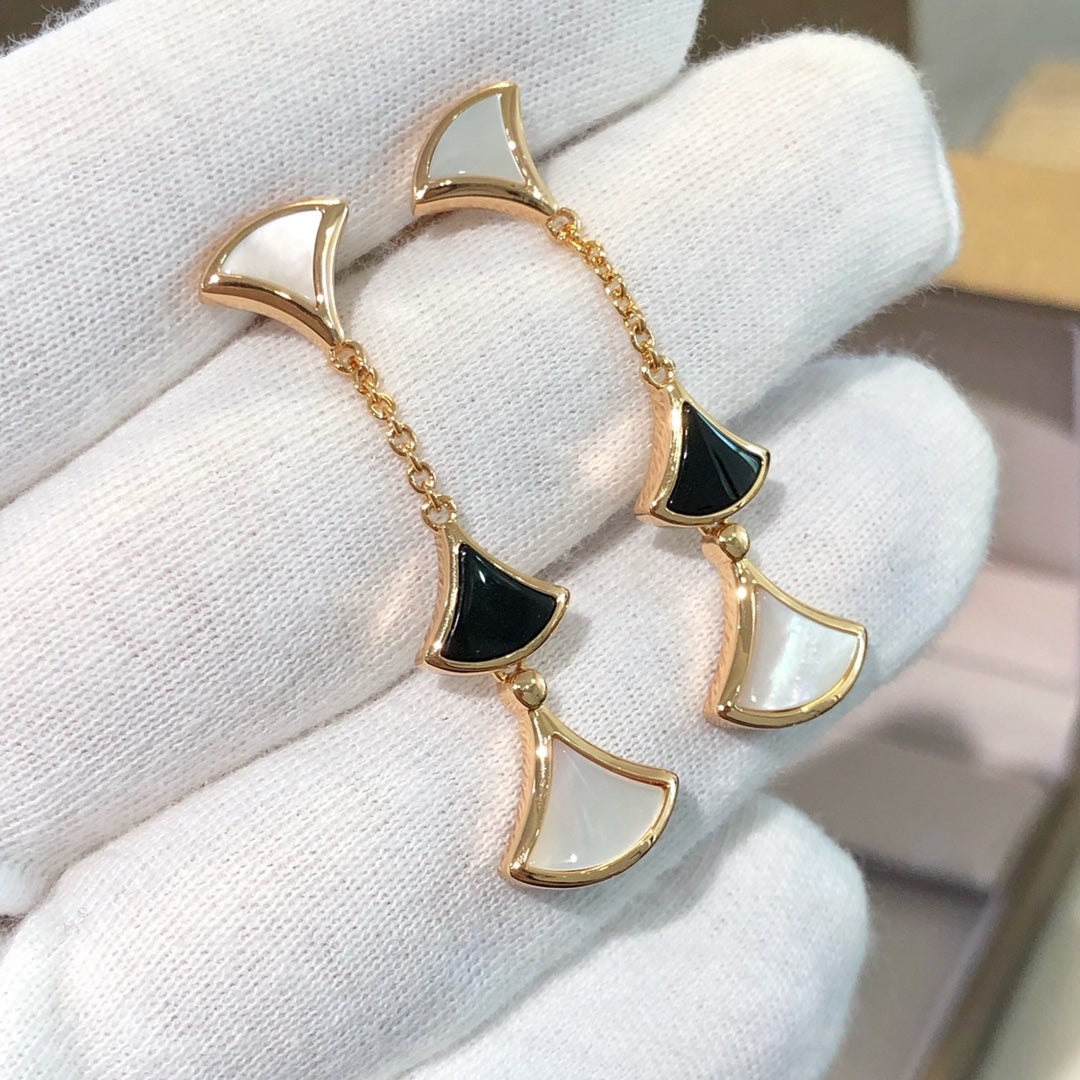 [Glitter Jewelry]DREAM EARRINGS 3 MOTIFS ONYX MOP PINK GOLD