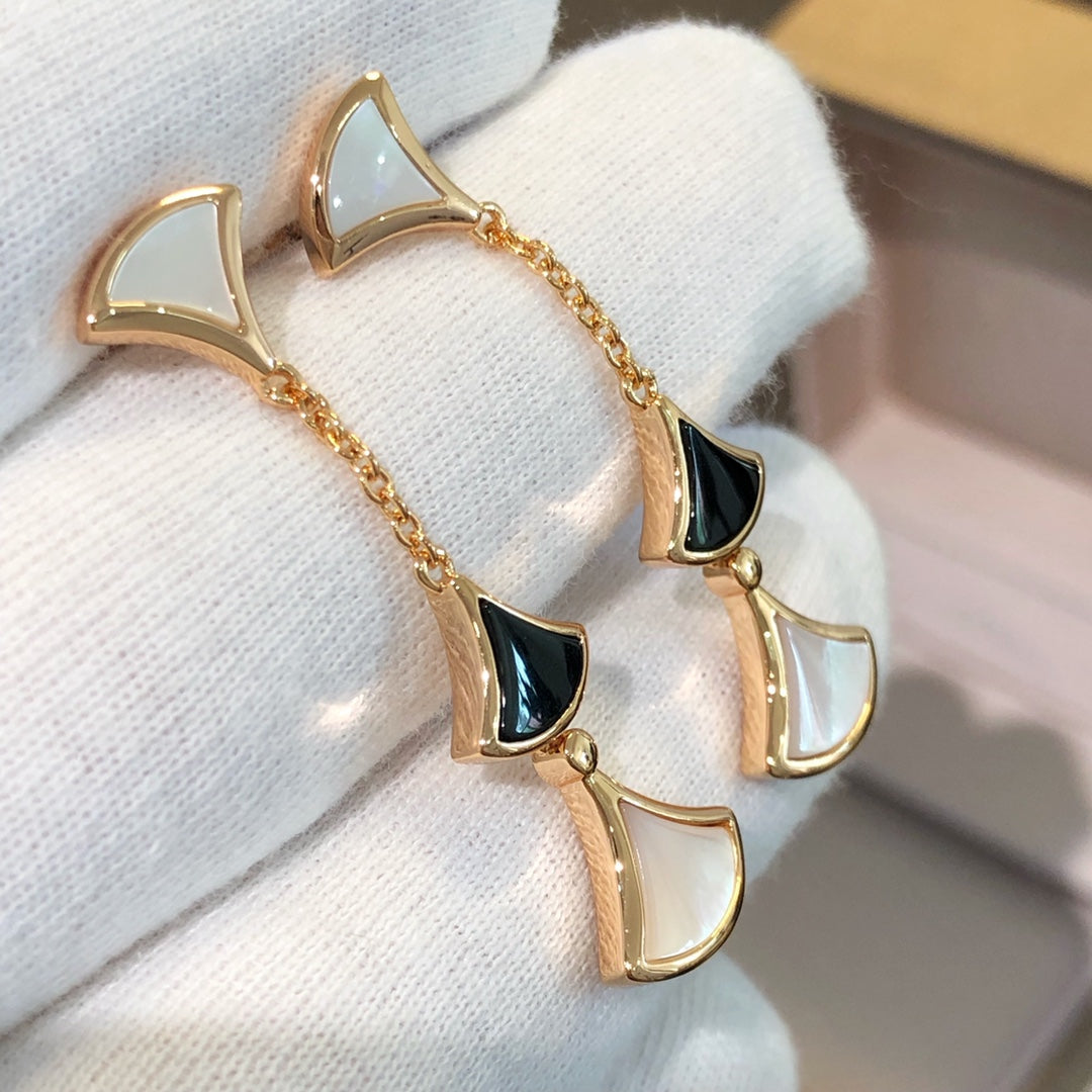 [Glitter Jewelry]DREAM EARRINGS 3 MOTIFS ONYX MOP PINK GOLD