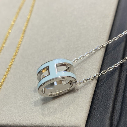 [Glitter Jewelry]POP H LIGHT BLUE NECKLACE
