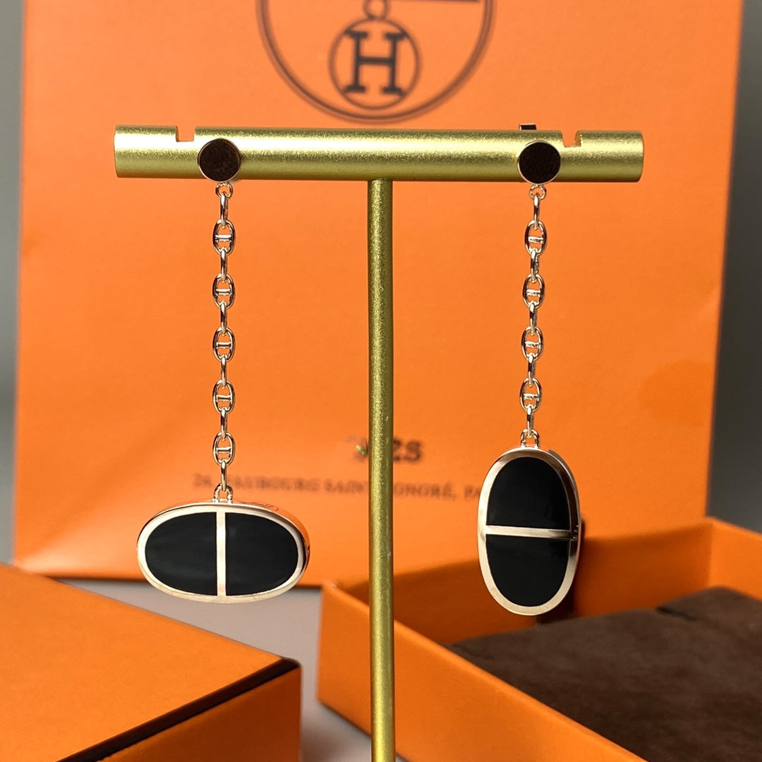 [Glitter Jewelry]CHAINE VERSO BLACK CERAMIC EARRINGS