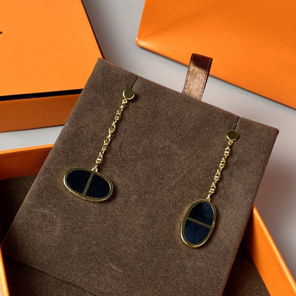 [Glitter Jewelry]CHAINE VERSO BLACK CERAMIC EARRINGS