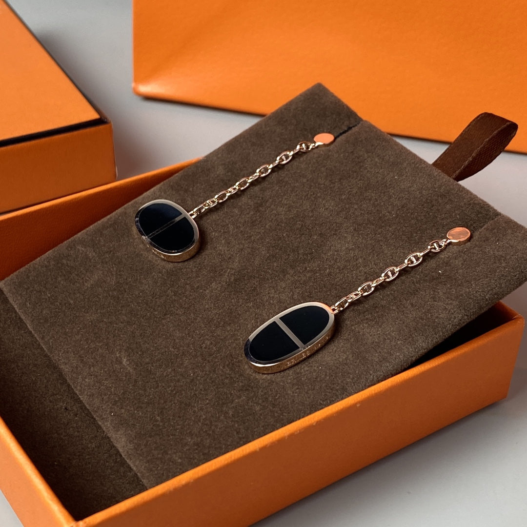 [Glitter Jewelry]CHAINE VERSO BLACK CERAMIC EARRINGS