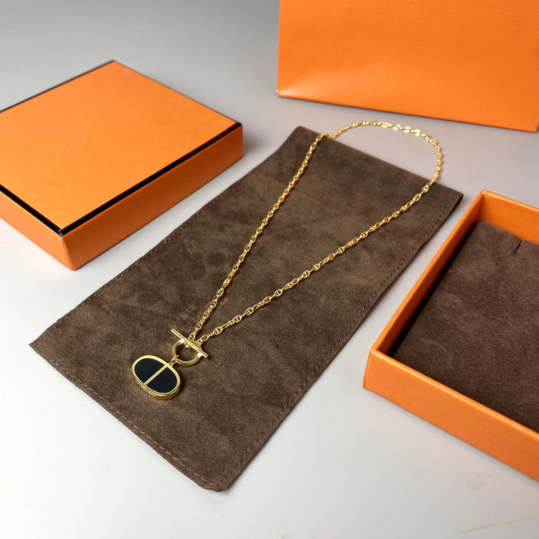 [Glitter Jewelry]CHAINE VERSO BLACK CERAMIC NECKLACE