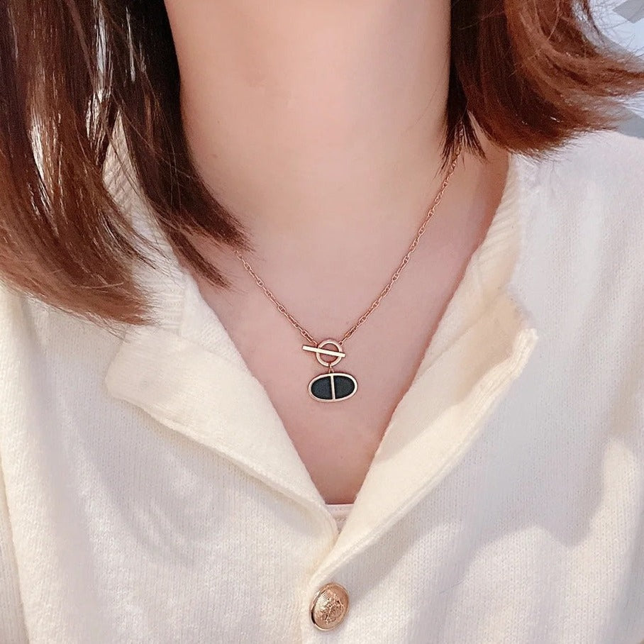 [Glitter Jewelry]CHAINE VERSO BLACK CERAMIC NECKLACE