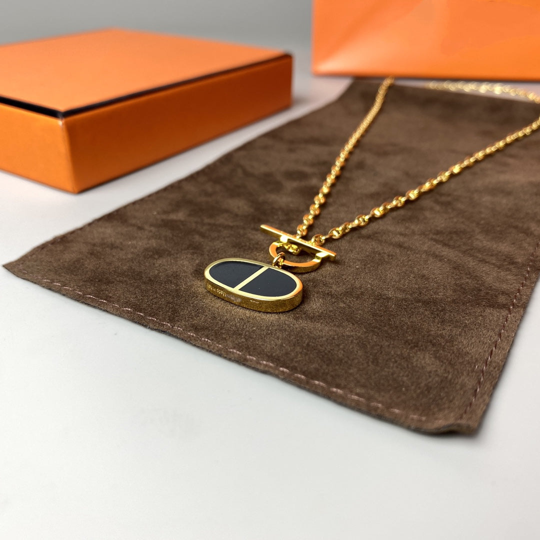 [Glitter Jewelry]CHAINE VERSO BLACK CERAMIC NECKLACE