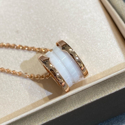 [Glitter Jewelry]ZERO 1 WHITE CERAMIC PINK GOLD NECKLACE