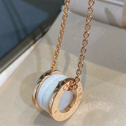 [Glitter Jewelry]ZERO 1 WHITE CERAMIC PINK GOLD NECKLACE