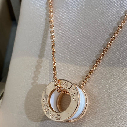 [Glitter Jewelry]ZERO 1 WHITE CERAMIC PINK GOLD NECKLACE