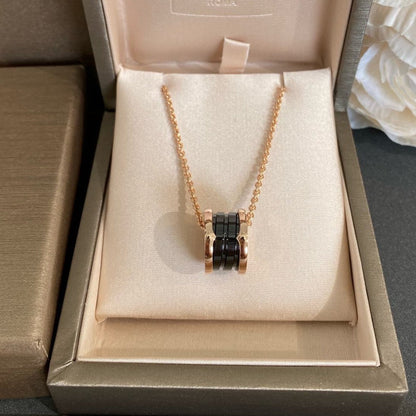 [Glitter Jewelry]ZERO 1 BLACK CERAMIC PINK GOLD NECKLACE