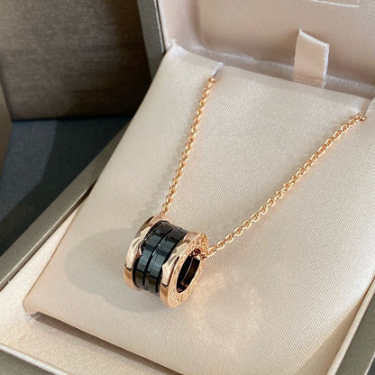 [Glitter Jewelry]ZERO 1 BLACK CERAMIC PINK GOLD NECKLACE