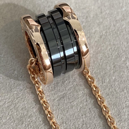 [Glitter Jewelry]ZERO 1 BLACK CERAMIC PINK GOLD NECKLACE
