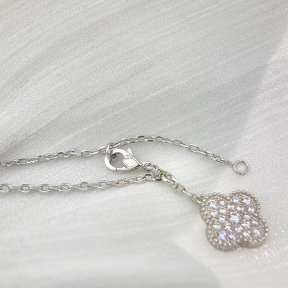 [Glitter Jewelry]CLOVER 5 MOTIFS SILVER DIAMONDS NECKLACE