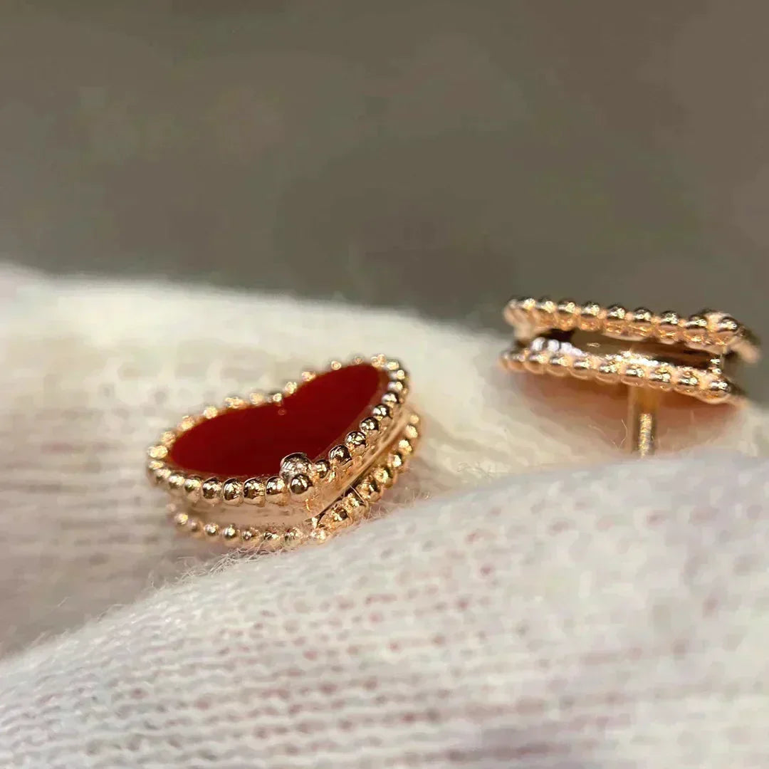 [Glitter Jewelry]HEART CARNELIAN STUD EARRINGS