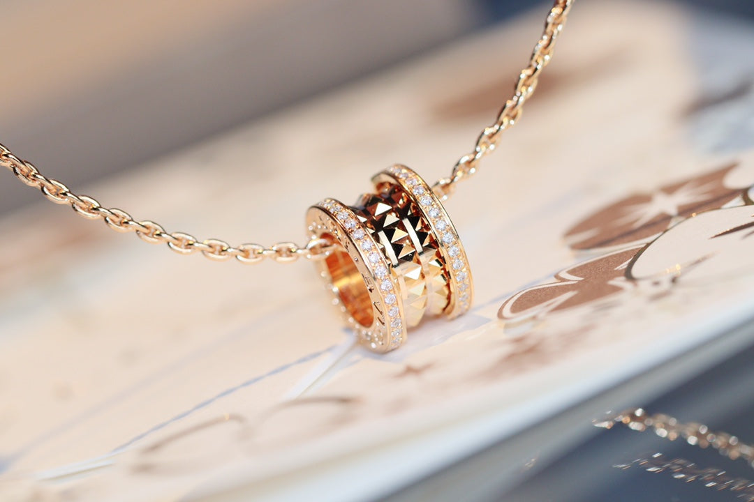 [Glitter Jewelry]ZERO 1 ROCK PEDANT PINK GOLD NECKLACE