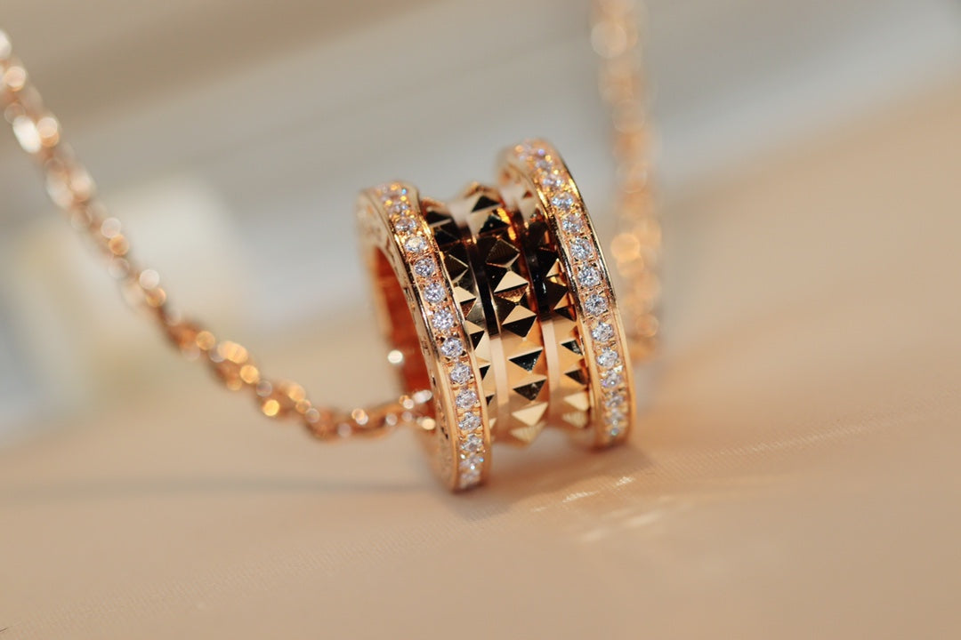 [Glitter Jewelry]ZERO 1 ROCK PEDANT PINK GOLD NECKLACE