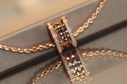 [Glitter Jewelry]ZERO 1 ROCK PEDANT PINK GOLD NECKLACE