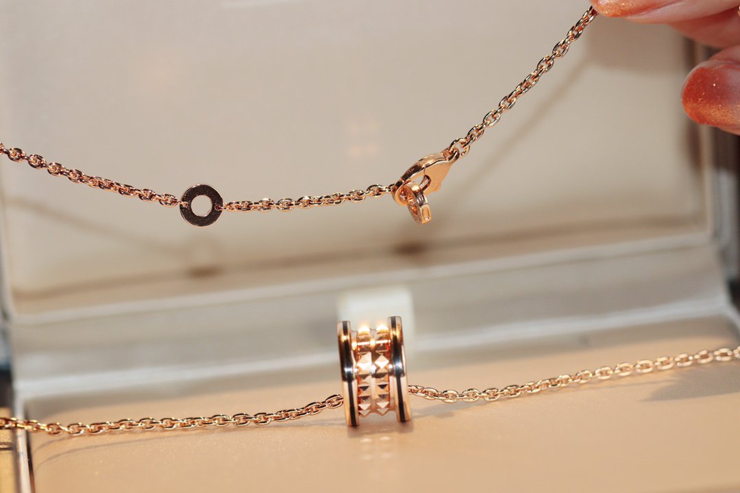 [Glitter Jewelry]ZERO 1 ROCK PEDANT PINK GOLD BLACK NECKLACE