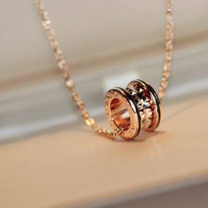 [Glitter Jewelry]ZERO 1 ROCK PEDANT PINK GOLD BLACK NECKLACE