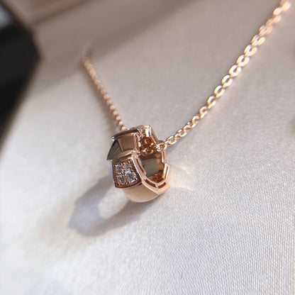 [Glitter Jewelry]SERPENTI PEDANT DIAMOND PINK GOLD NECKLACE