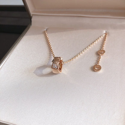 [Glitter Jewelry]SERPENTI PEDANT DIAMOND PINK GOLD NECKLACE