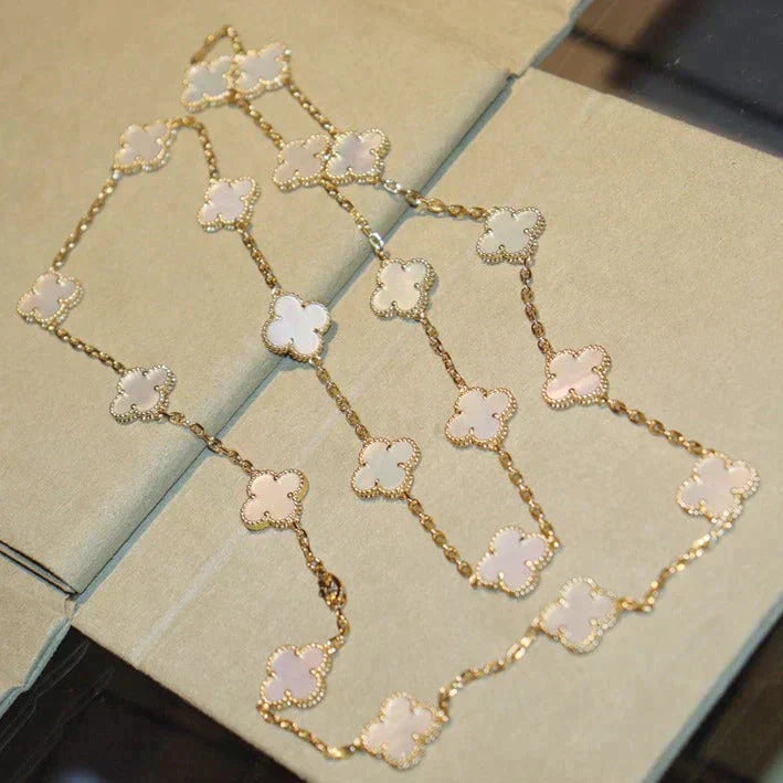 [Glitter Jewelry]CLOVER 20 MOTIFS WHITE MOP NECKLACE