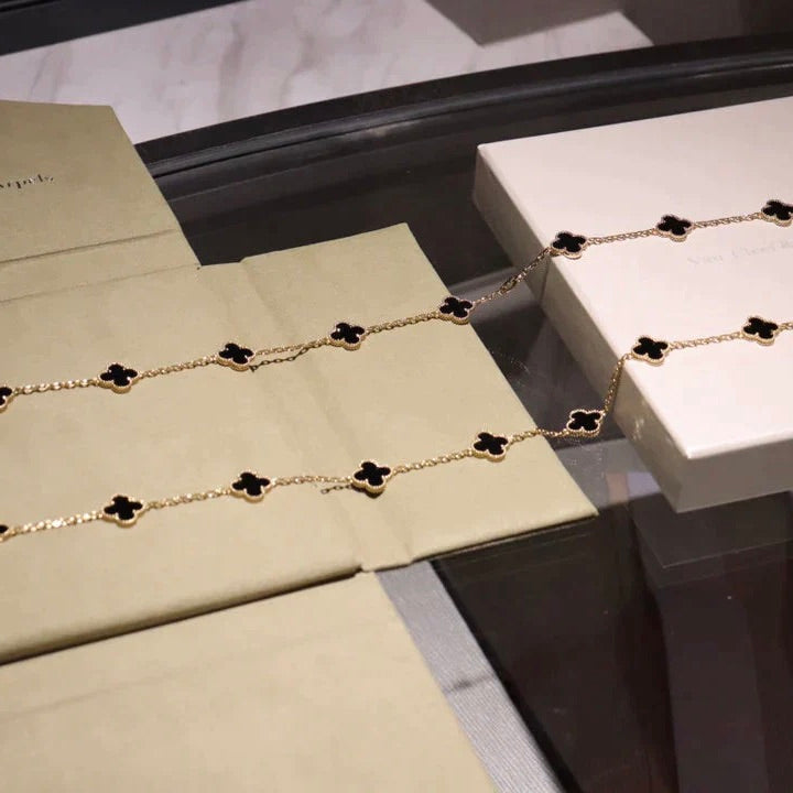 [Glitter Jewelry]CLOVER 20 MOTIFS ONYX NECKLACE
