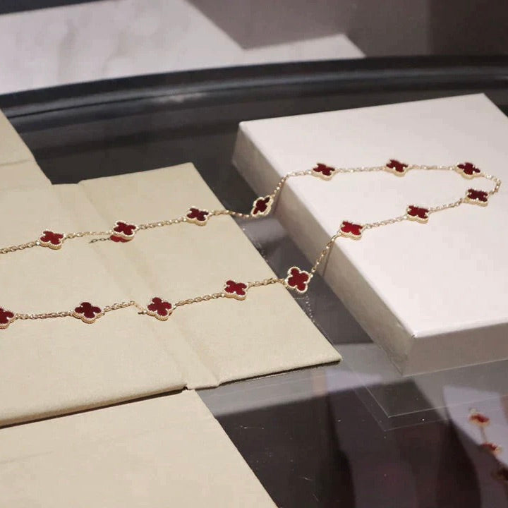 [Glitter Jewelry]CLOVER 20 MOTIFS CARNELIAN NECKLACE