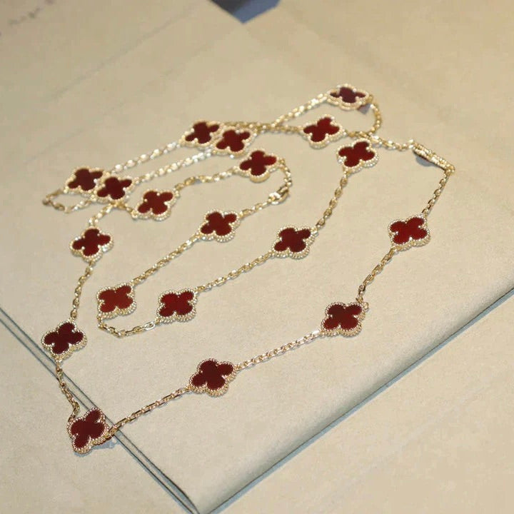 [Glitter Jewelry]CLOVER 20 MOTIFS CARNELIAN NECKLACE