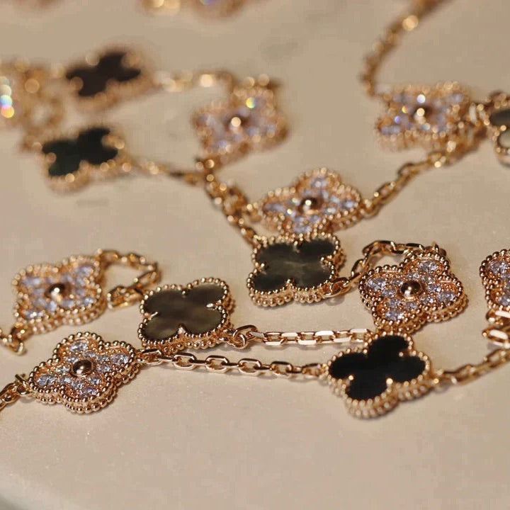 [Glitter Jewelry]CLOVER 20 MOTIFS DARK MOP DIAMOND  NECKLACE