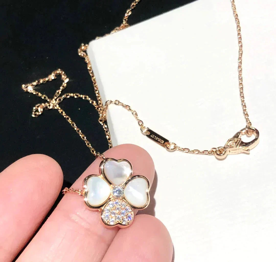 [Glitter Jewelry]CLOVER MOP DIAMOND ROSE GOLD NECKLACE