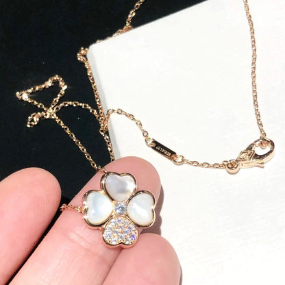 [Glitter Jewelry]CLOVER MOP DIAMOND ROSE GOLD NECKLACE