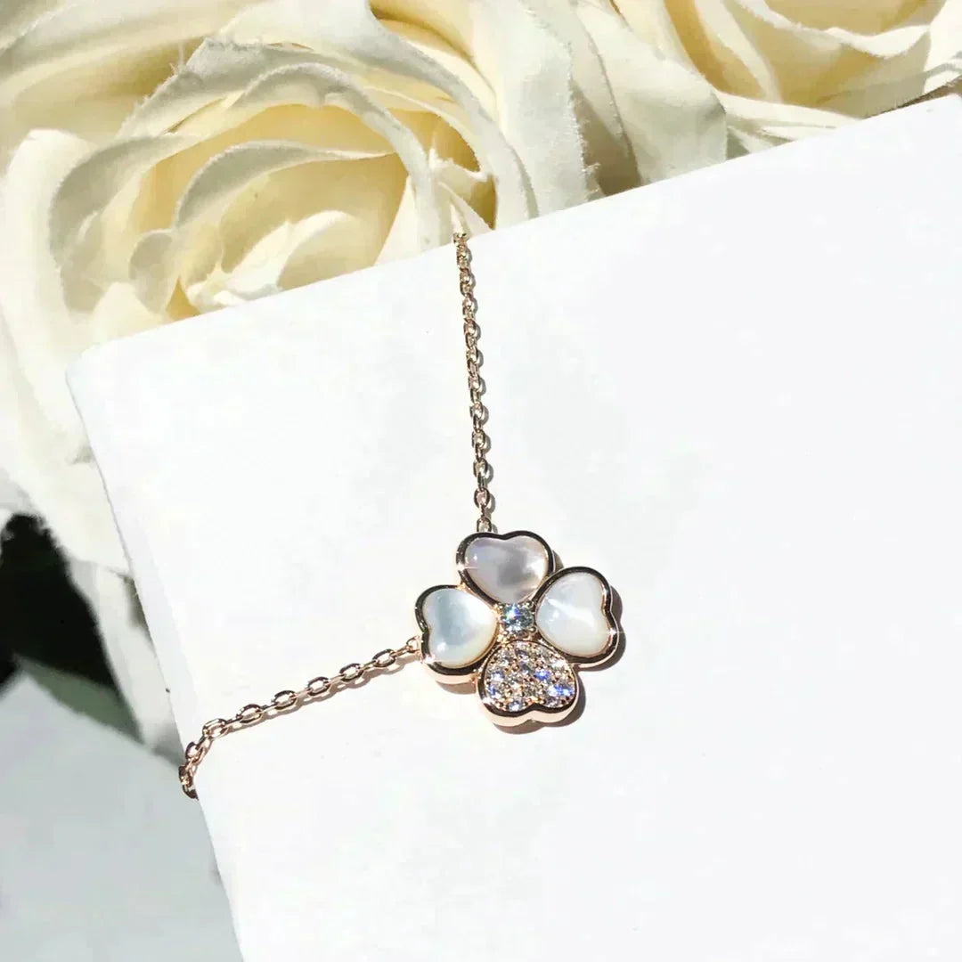 [Glitter Jewelry]CLOVER MOP DIAMOND ROSE GOLD NECKLACE