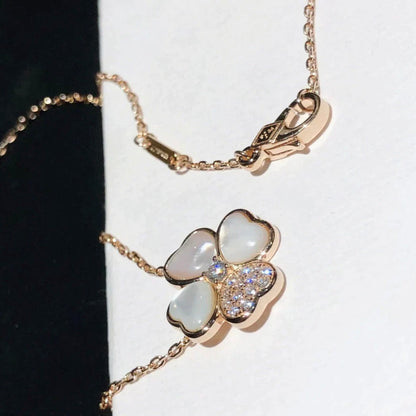 [Glitter Jewelry]CLOVER MOP DIAMOND ROSE GOLD NECKLACE