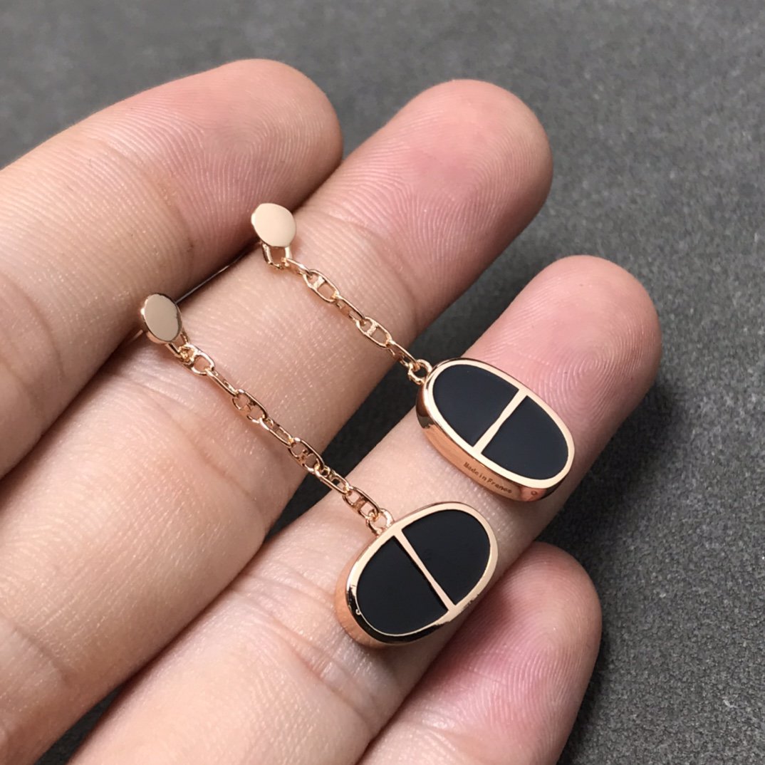[Glitter Jewelry]CHAINE VERSO BLACK CERAMIC SILVER EARRINGS
